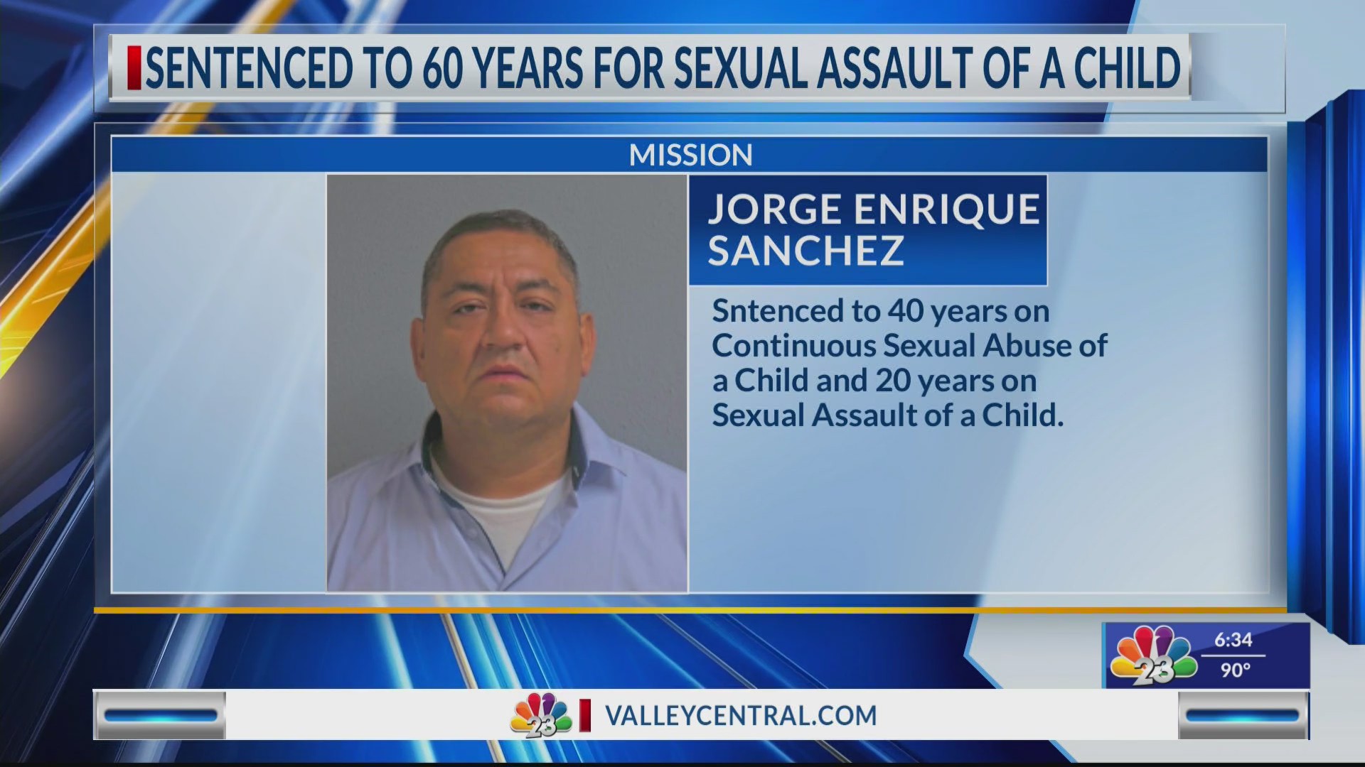 Man sentenced to 60 years for sexual assault of a child – KVEO-TV