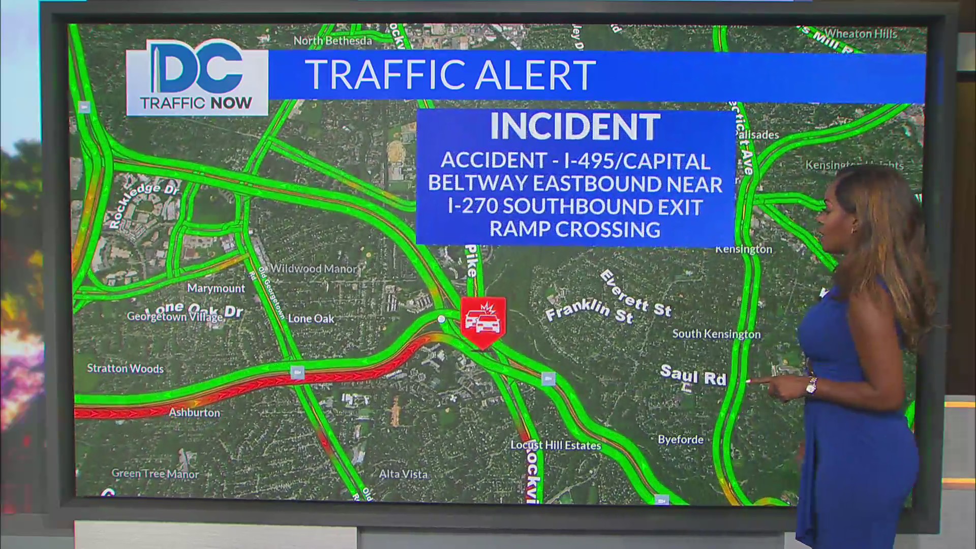 Jackknifed tractortrailer causes delays on I495 in Montgomery County