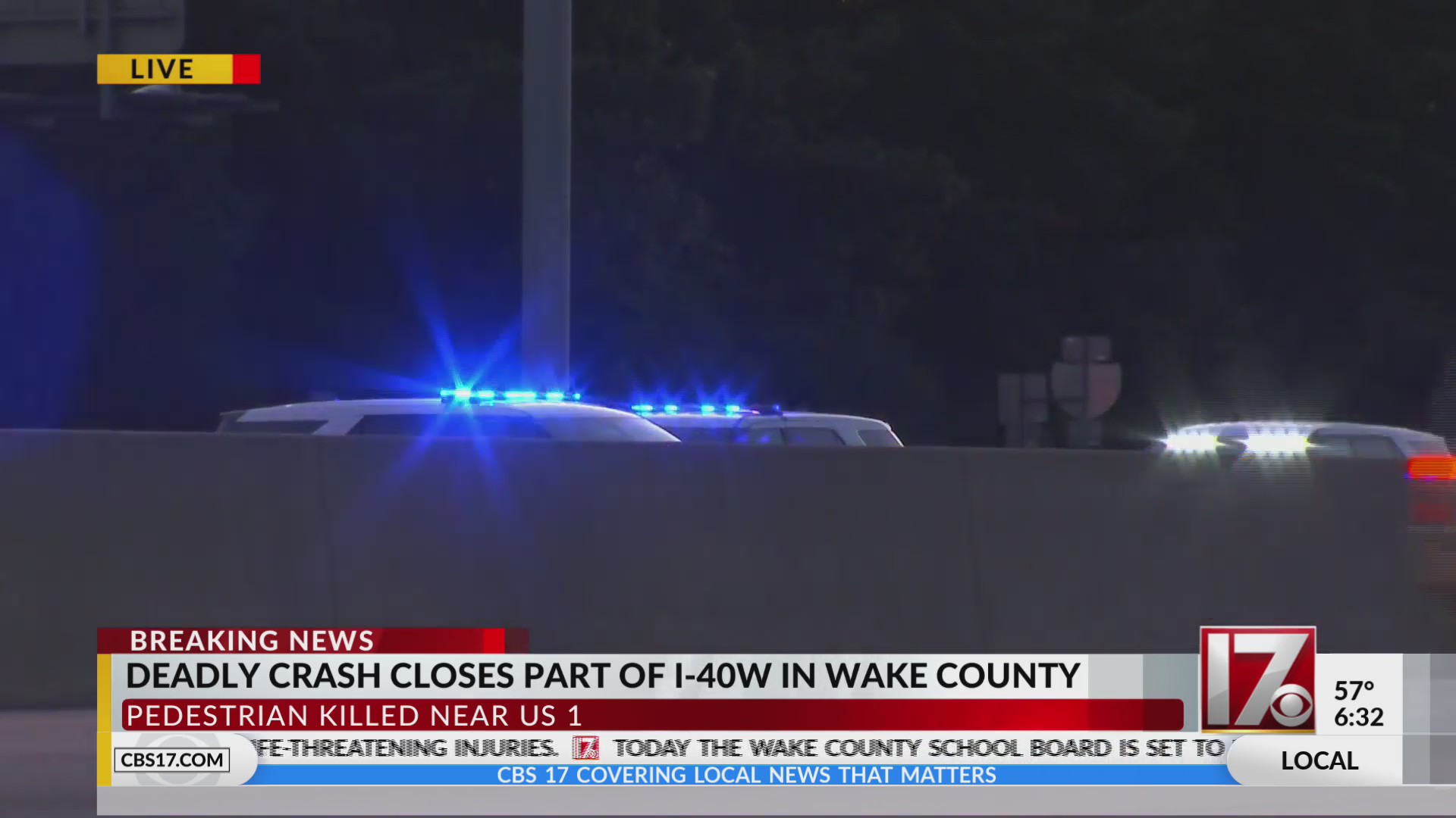 Pedestrian hit by car, I-40 West closed in Wake County – CBS17.com