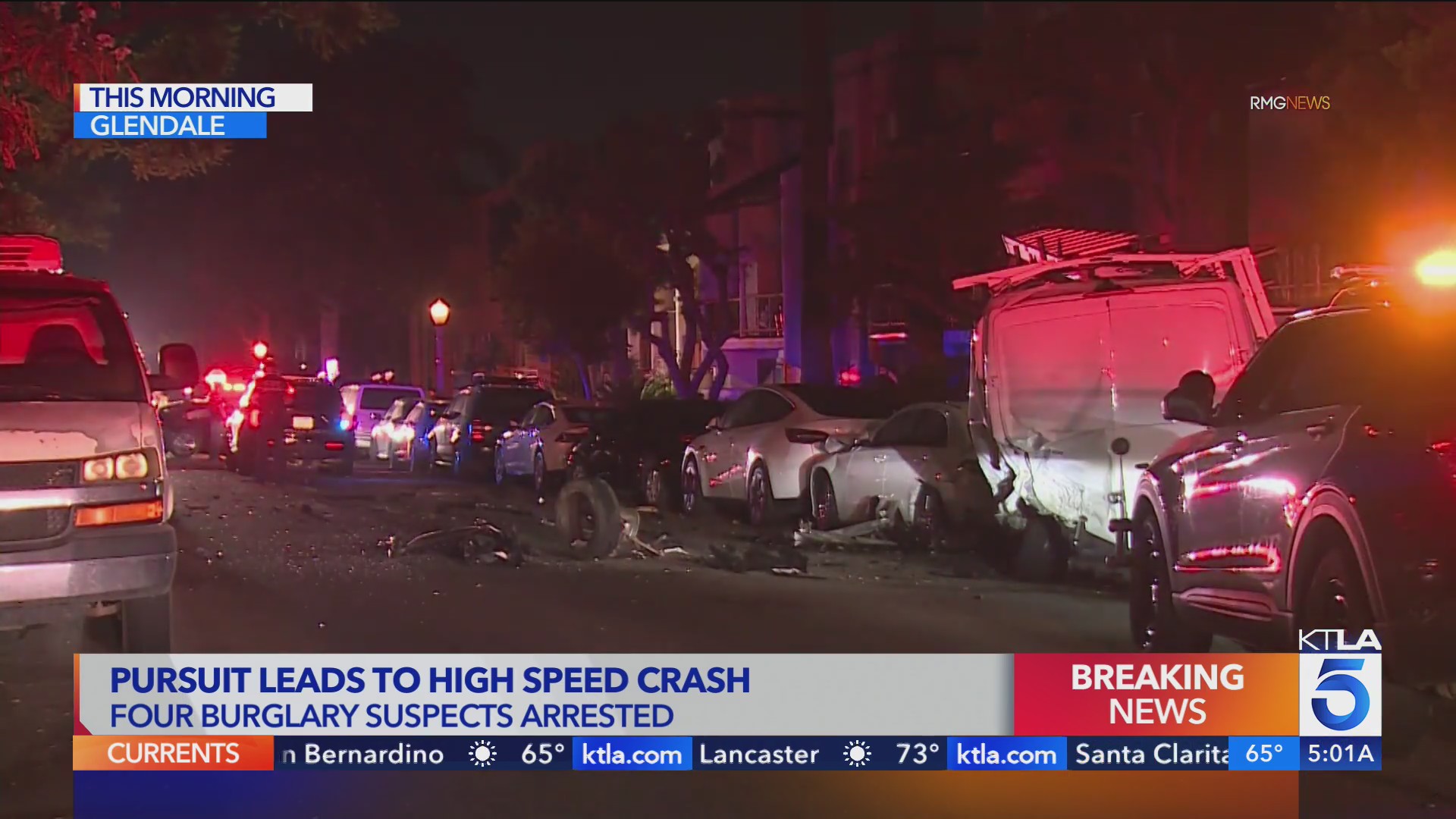 Burglary suspect ejected when Glendale pursuit ends in crash – KTLA