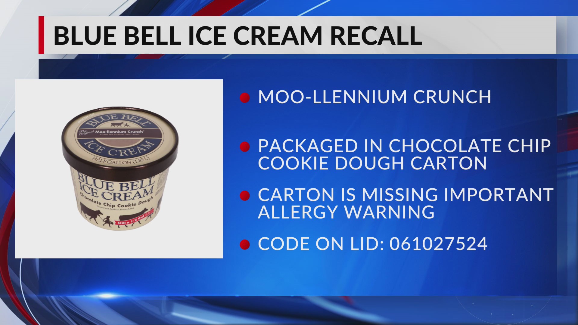 Blue Bell recalls ice cream product over nut allergy risk – WREG.com