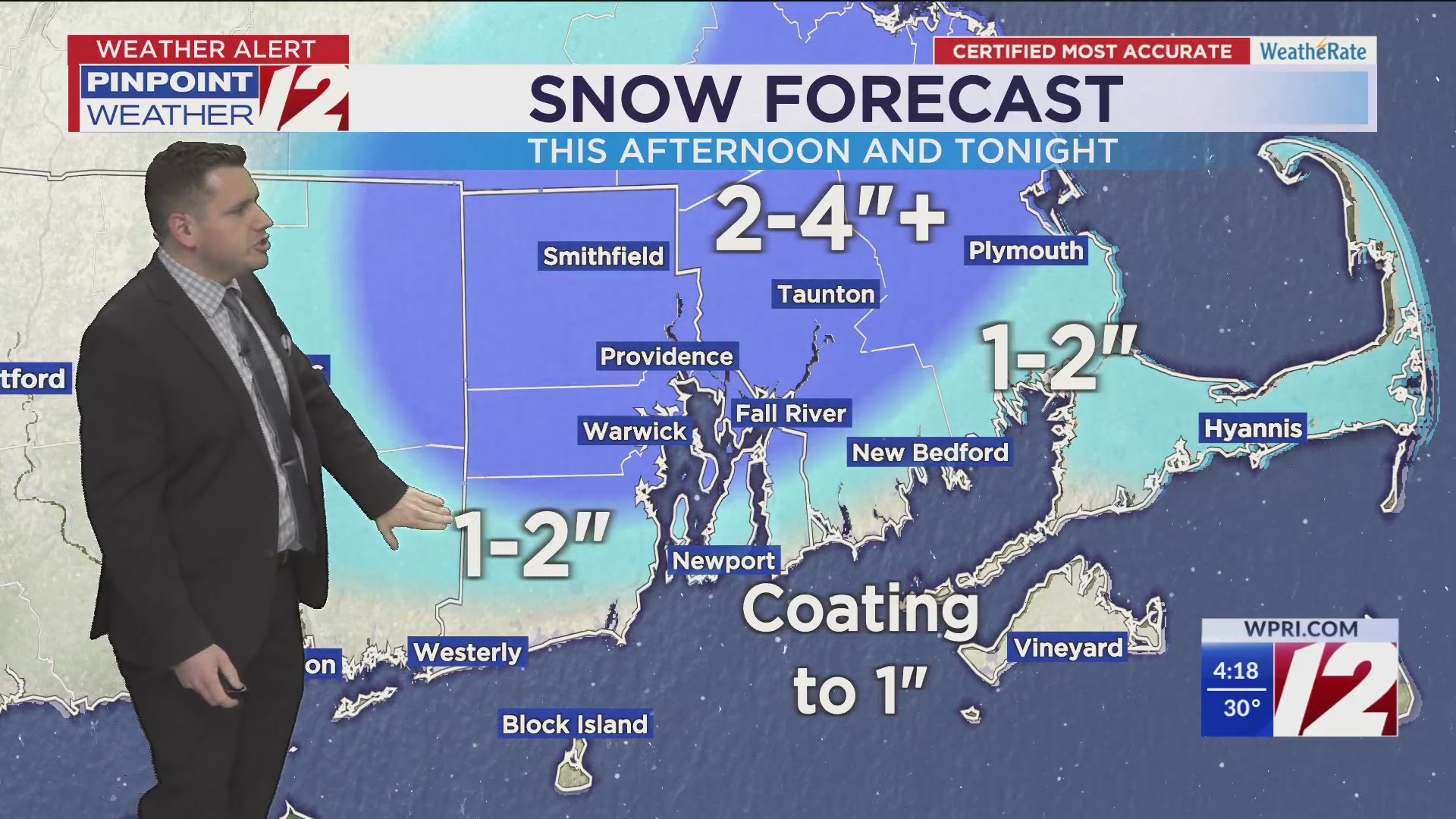 WPRI 12 Weather Forecast 12/20/24: Snow, Slick Spots This Evening; Cold ...