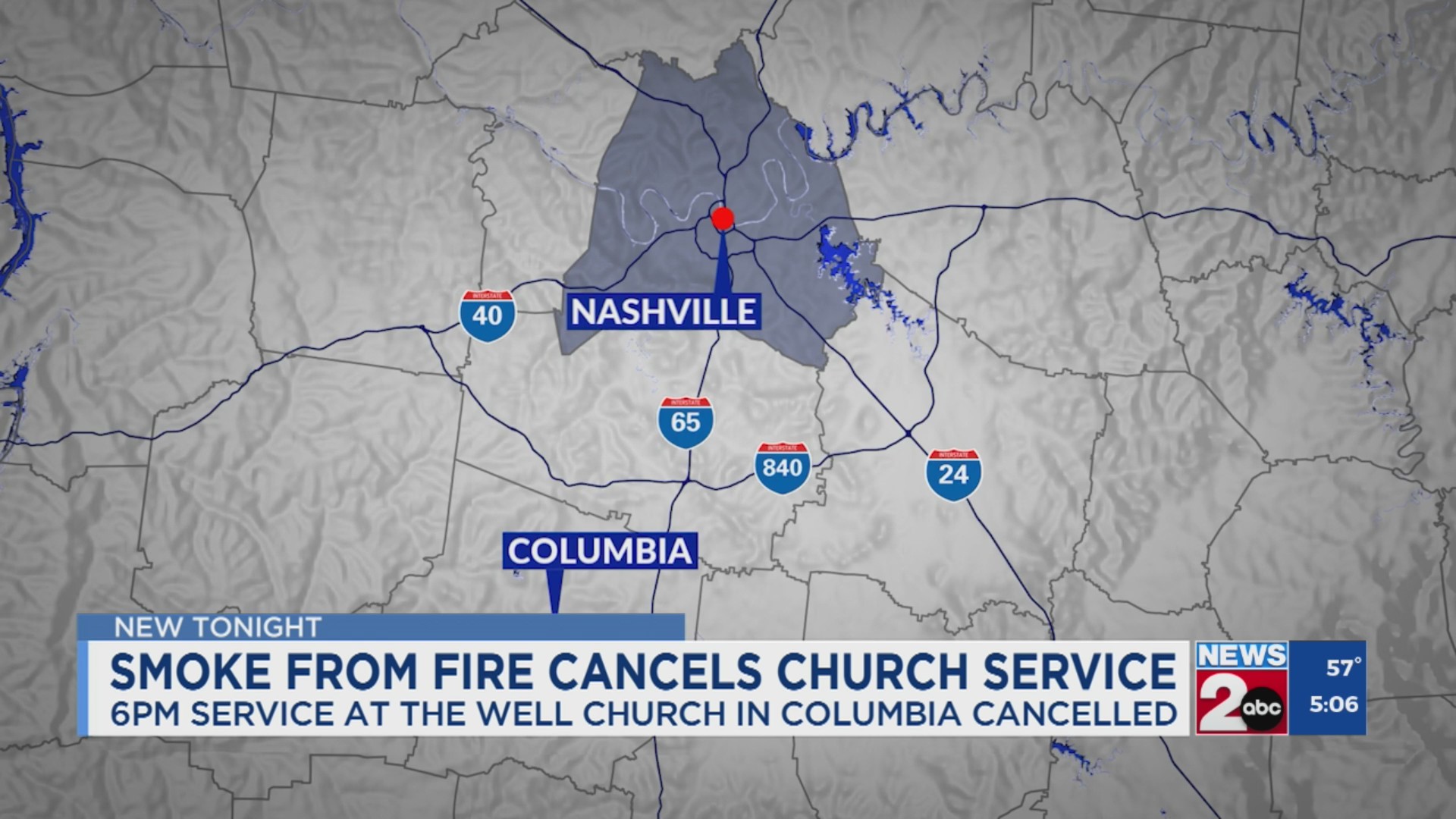 Columbia church service cancelled due to smoke from fire – WKRN News 2