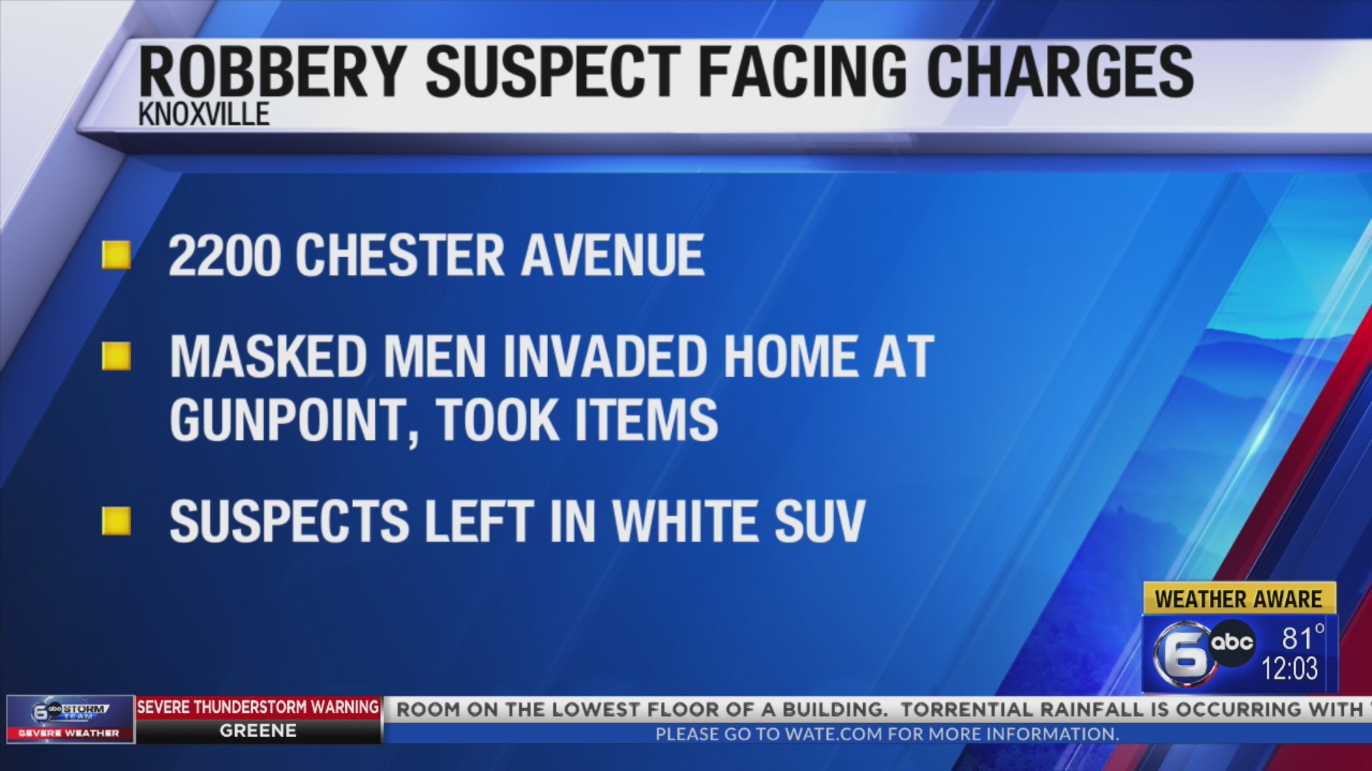 Robbery suspect facing charges – WATE 6 On Your Side