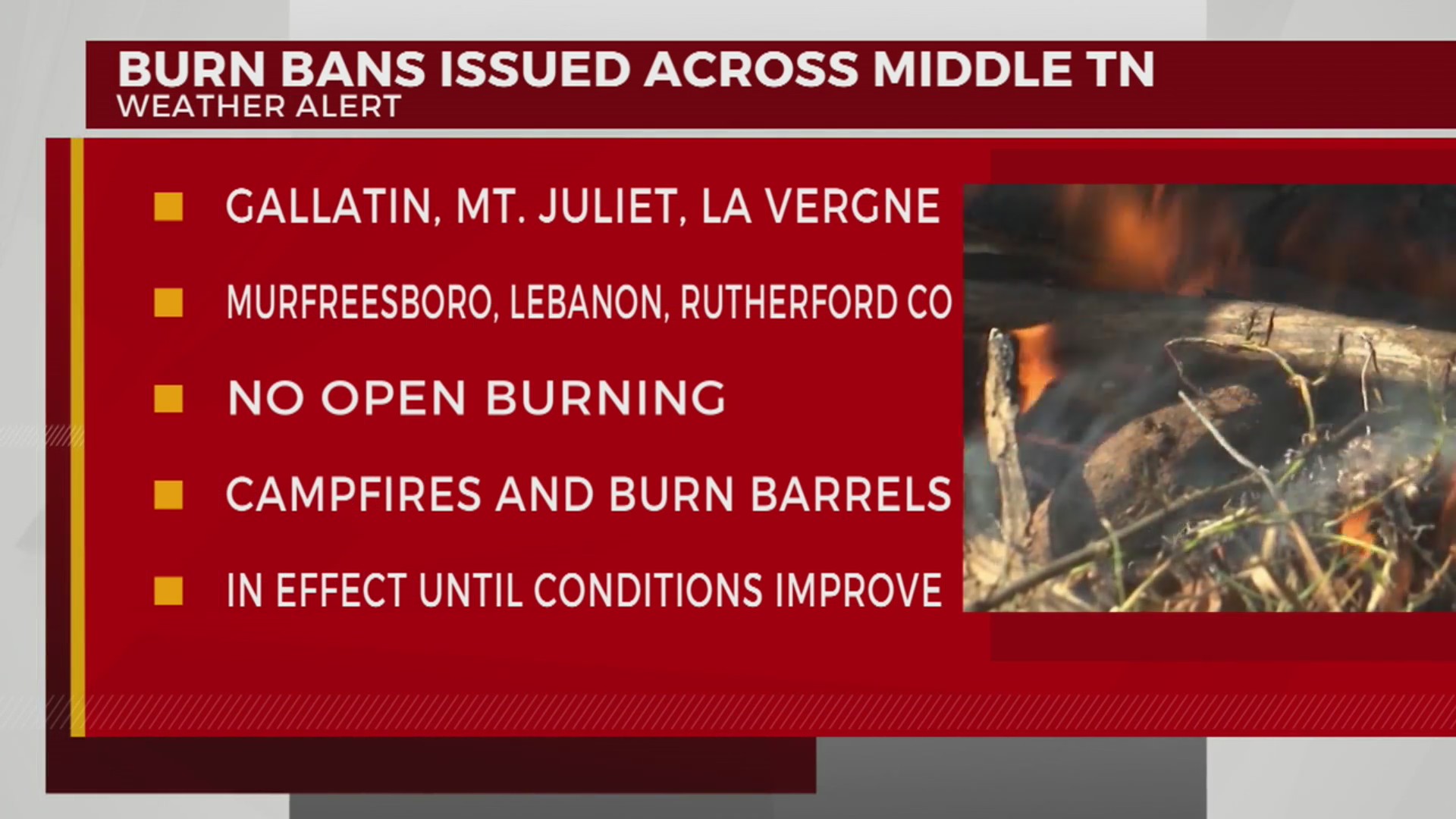 Burn bans issued across Middle Tennessee – WKRN News 2