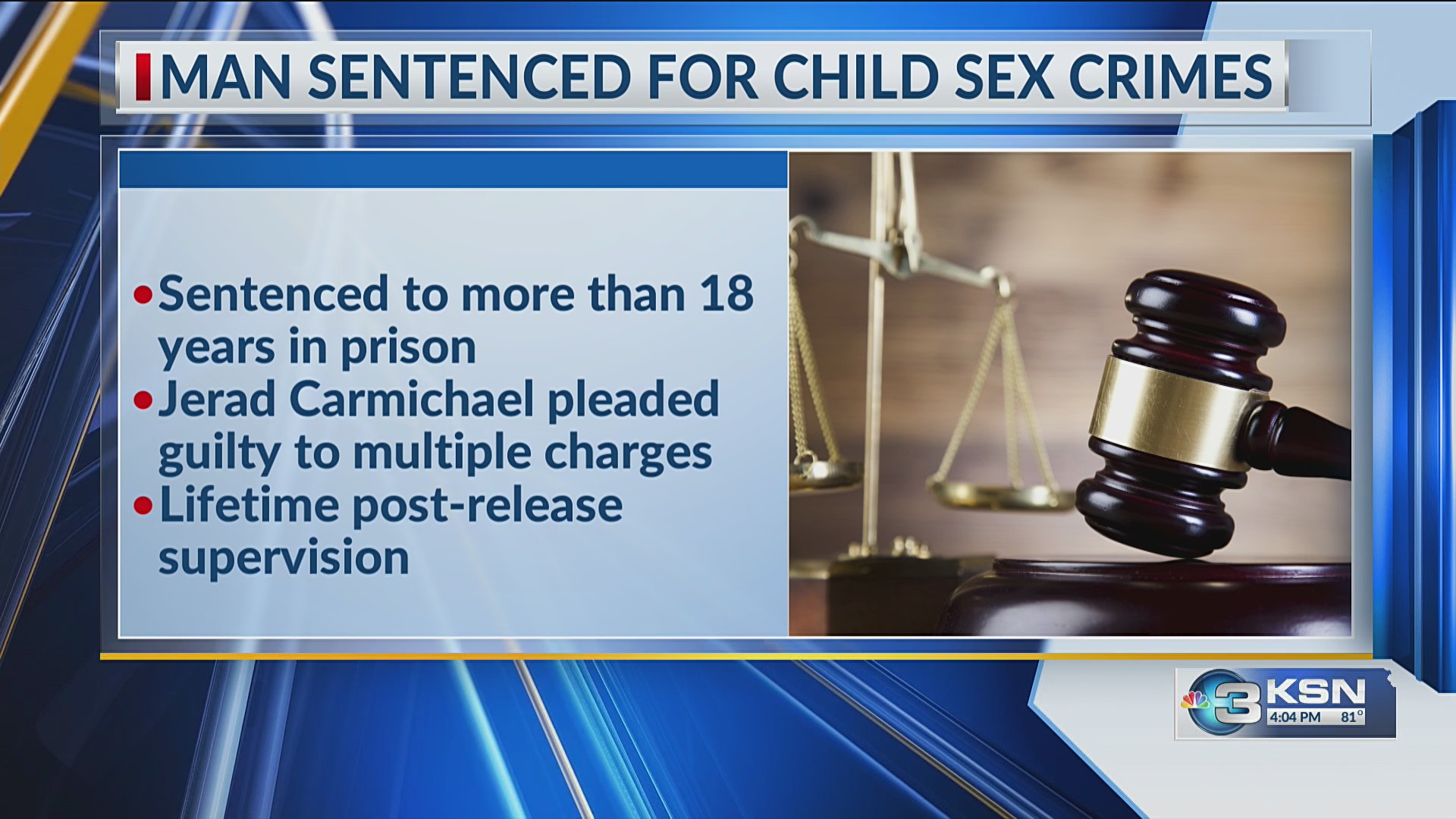 Kansas man get over 18 years for child sex crimes – KSN-TV
