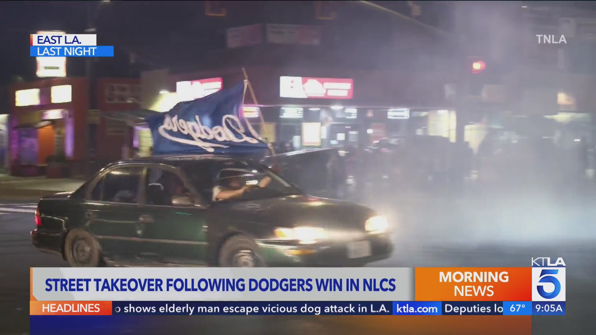 Dodgers fans celebrate NLCS victory with street takeovers – KTLA