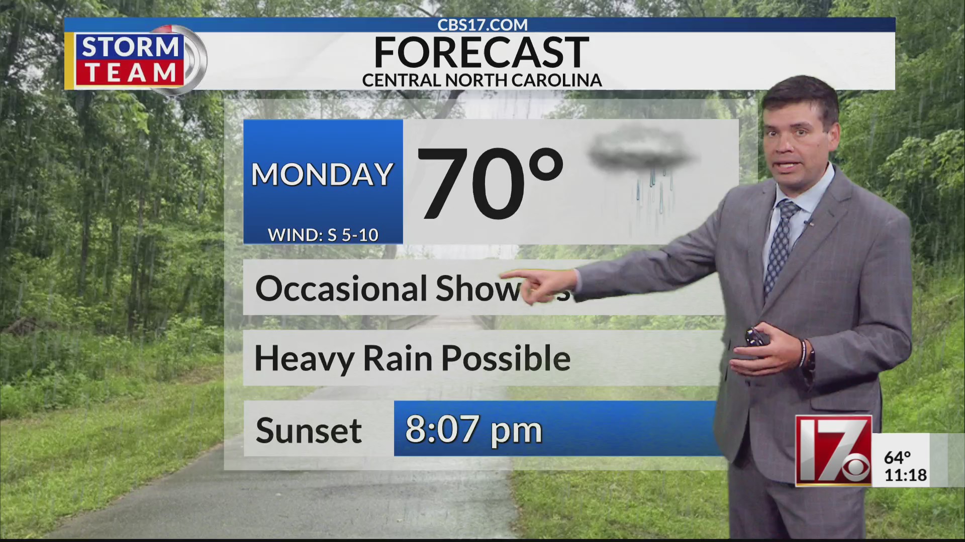 Flood watch in central NC as rain and storms start week – CBS17.com