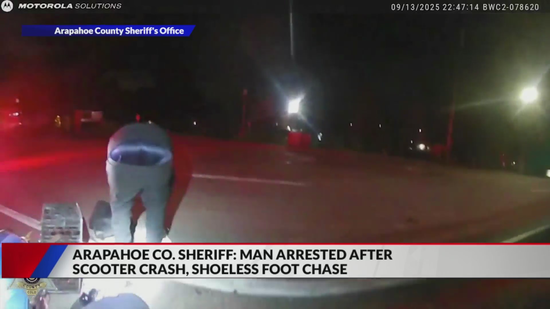 Man arrested after scooter crash, shoeless foot chase – FOX31 Denver