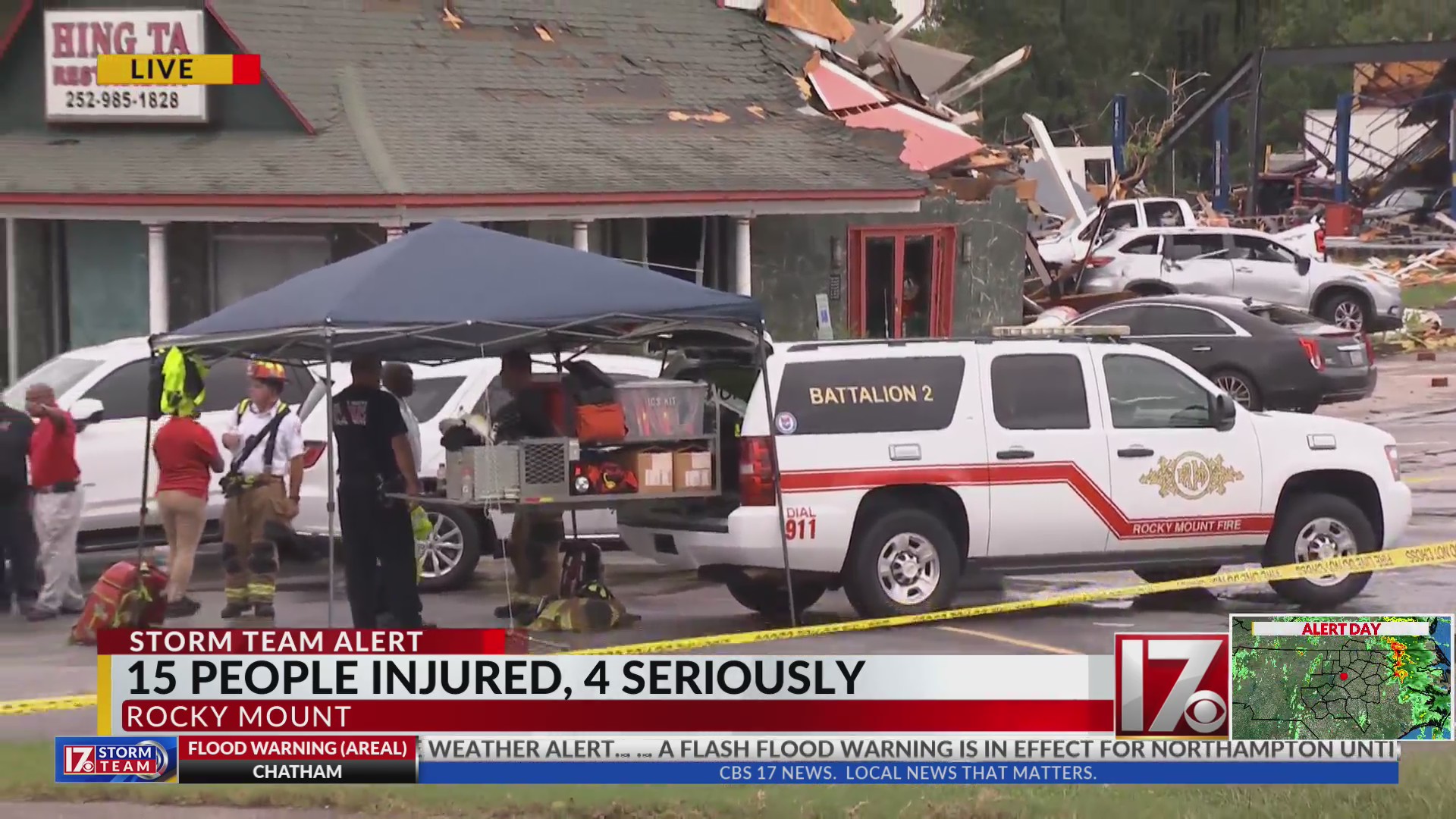 15 people injured, 4 seriously after tornado in Rocky Mount – CBS17.com
