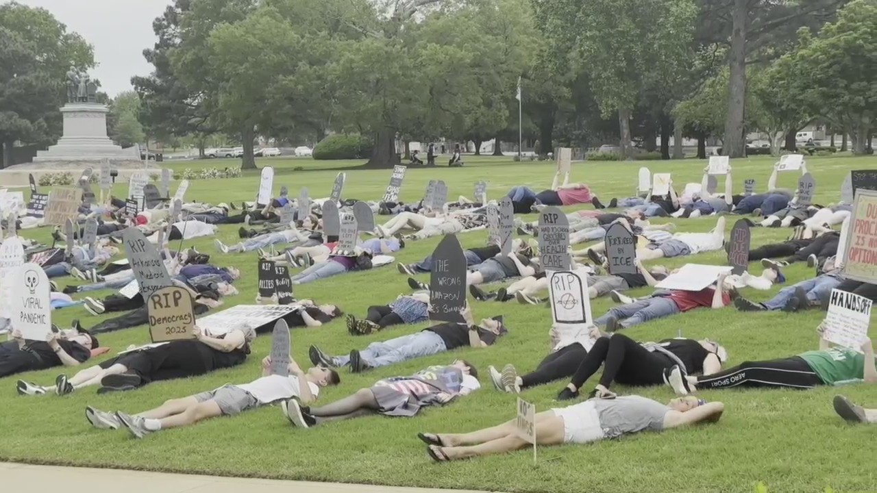 Hundreds gather outside Arkansas State Capitol for ‘Die-in’ protest ...