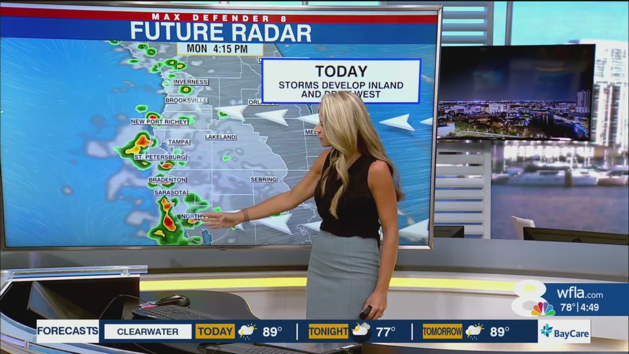 Storms develop inland and drift west Monday afternoon – WFLA