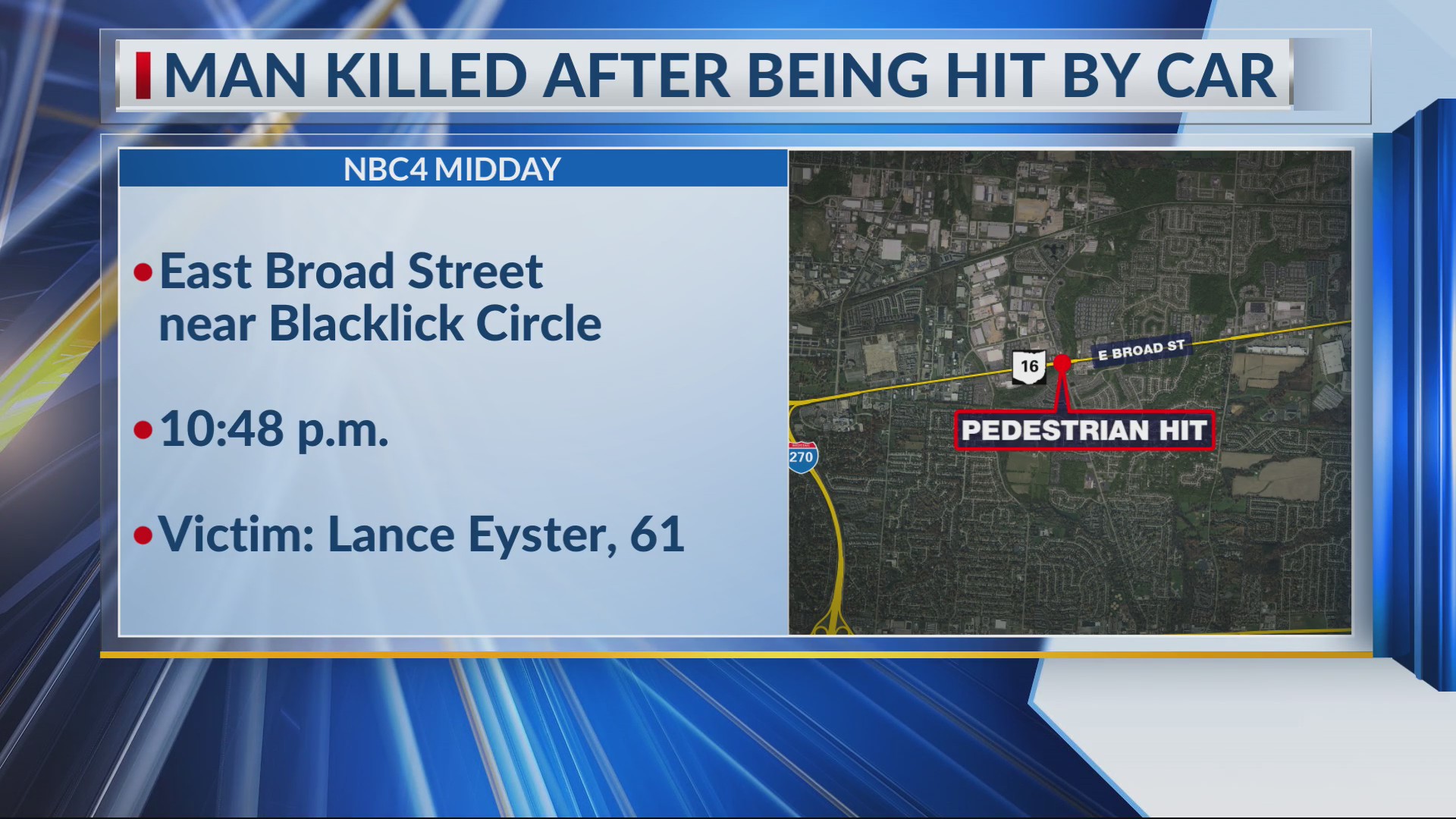 Pedestrian struck, killed on East Broad Street near Reynoldsburg – NBC4 ...