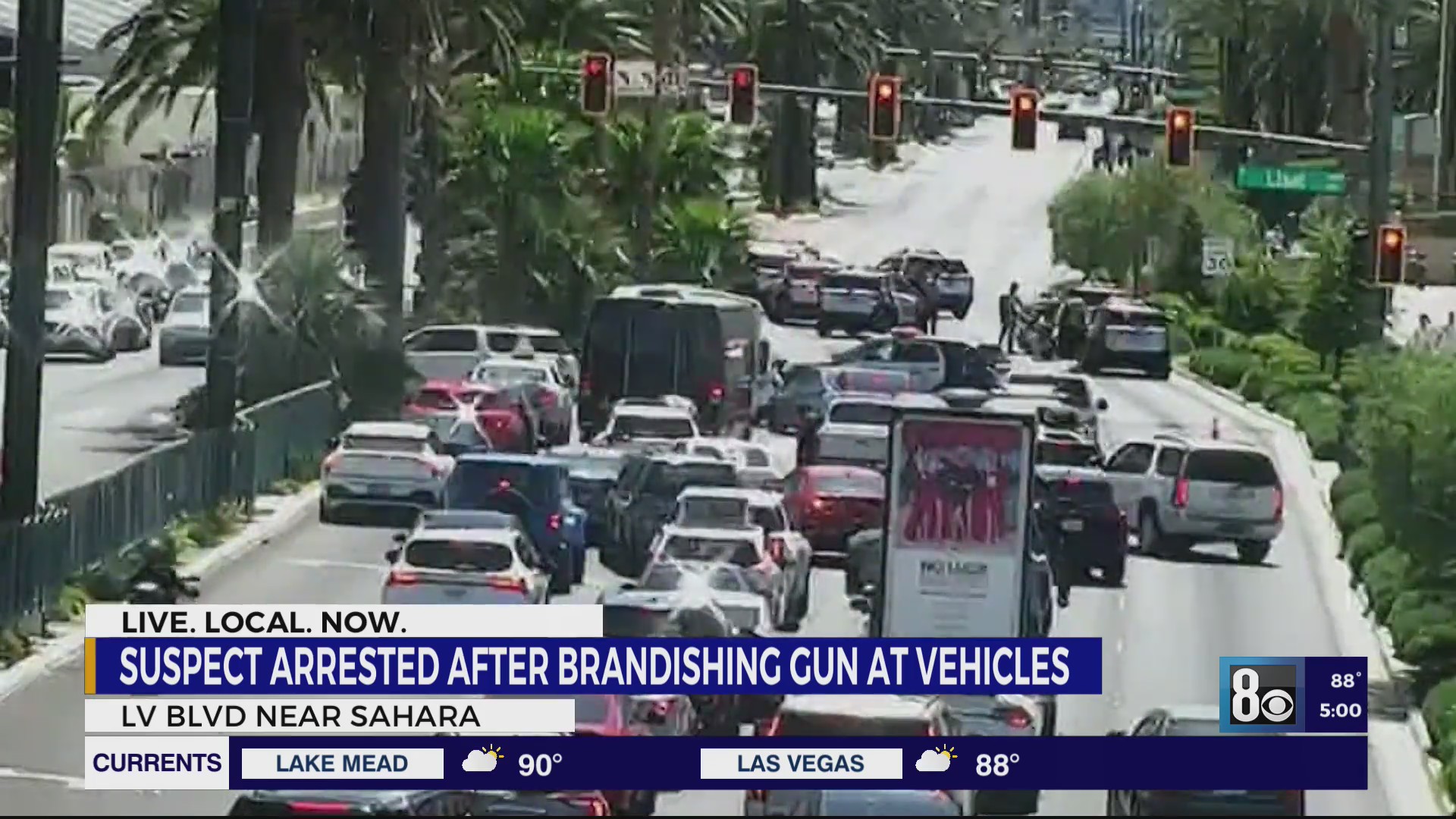 Suspect arrested on Las Vegas Strip after brandishing gun at multiple ...