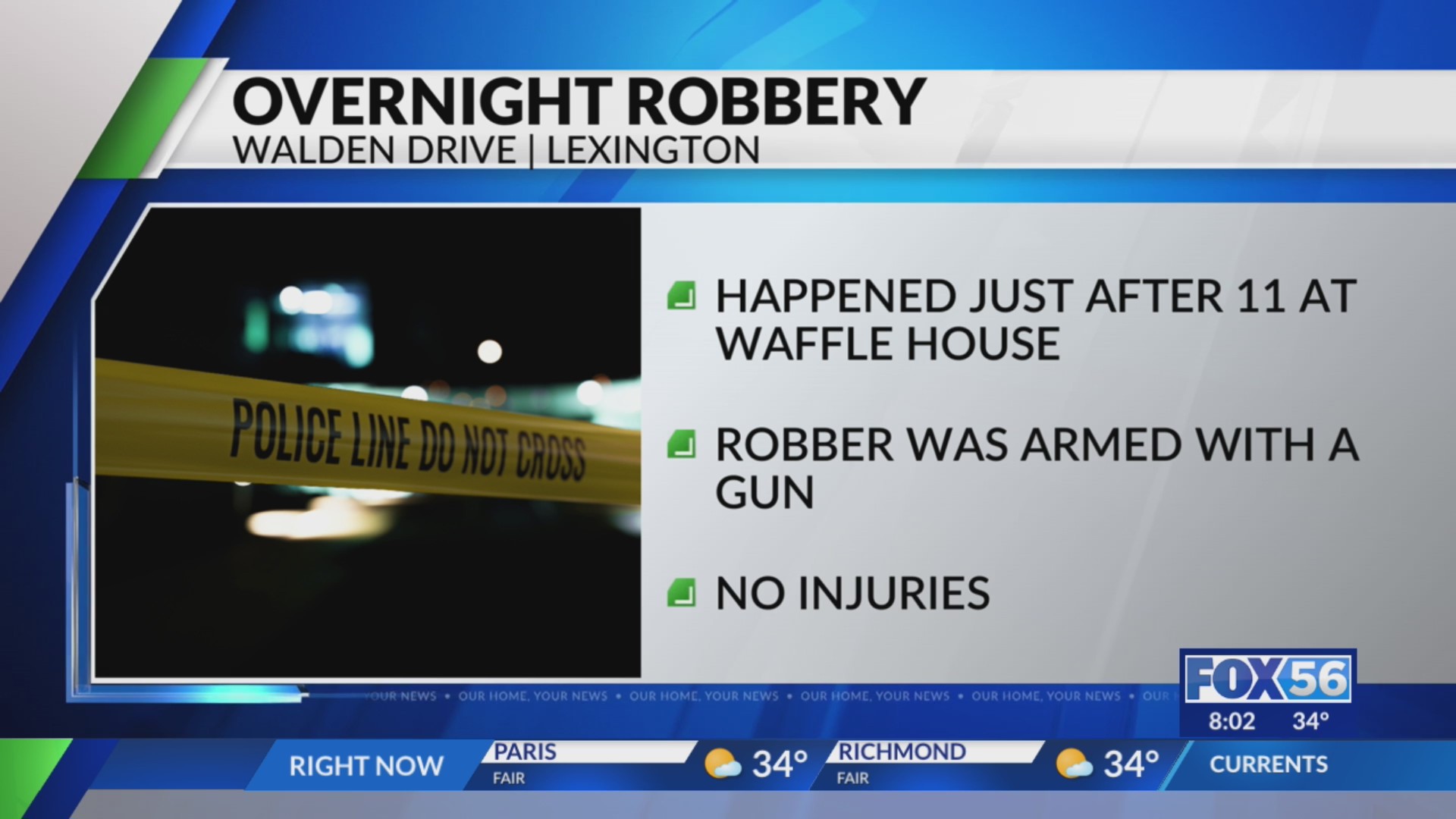 Lexington police investigating armed robbery at Waffle House – FOX 56 News