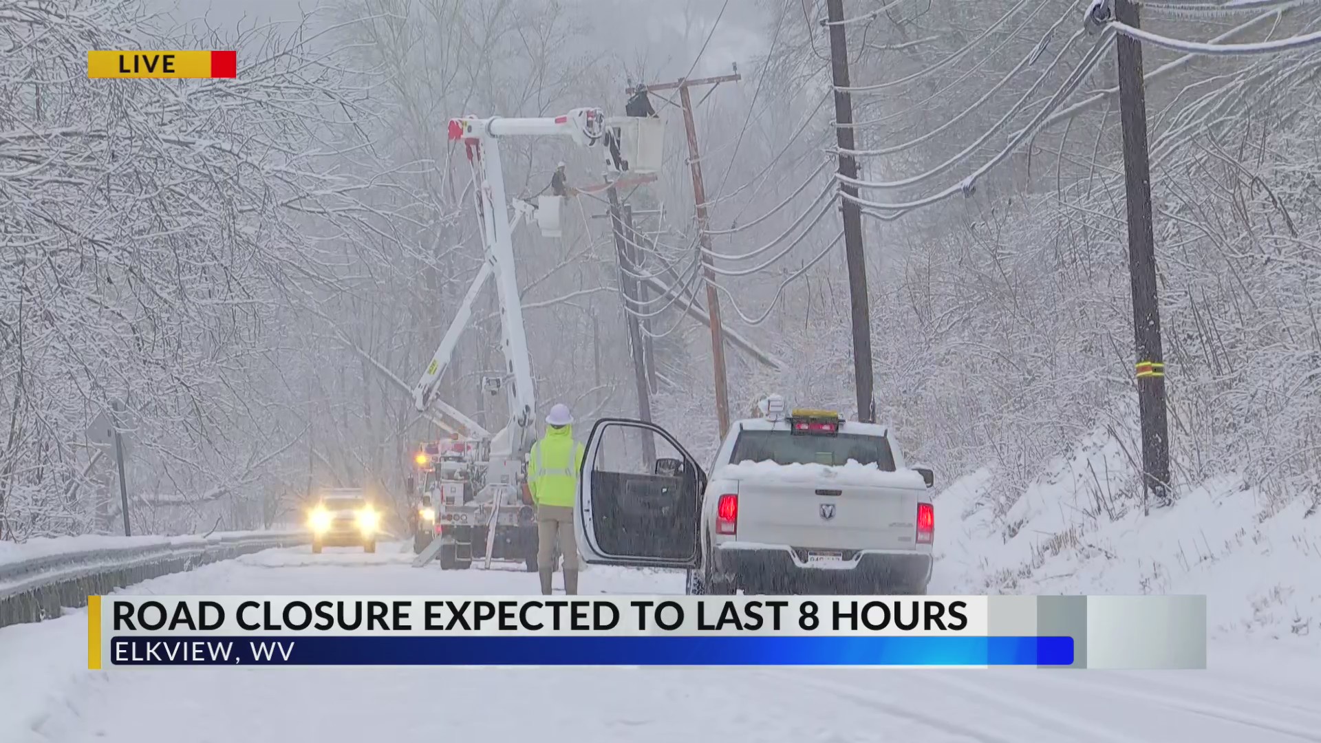 Downed trees, power line repairs close road in Elkview – WOWK 13 News