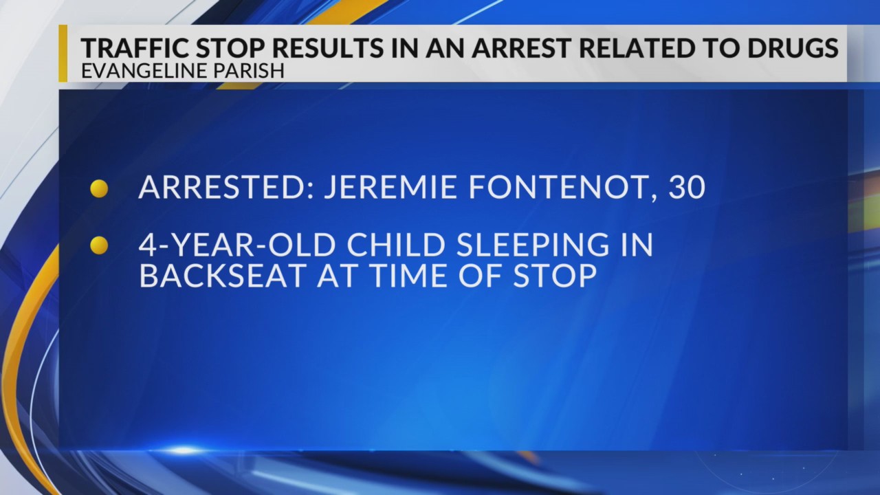 Traffic stop results in an arrest related to drugs, child onboard ...