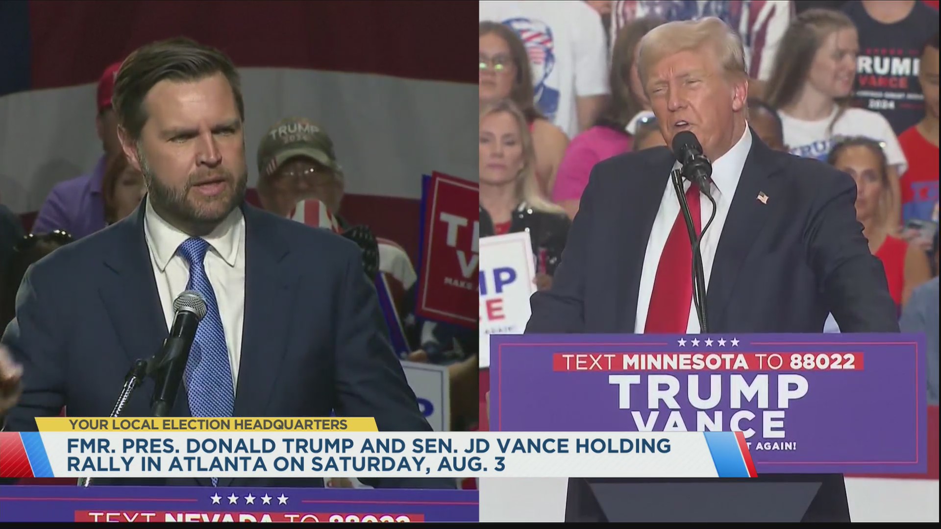 Former President Trump and VP nominee Vance announce stop in Atlanta ...