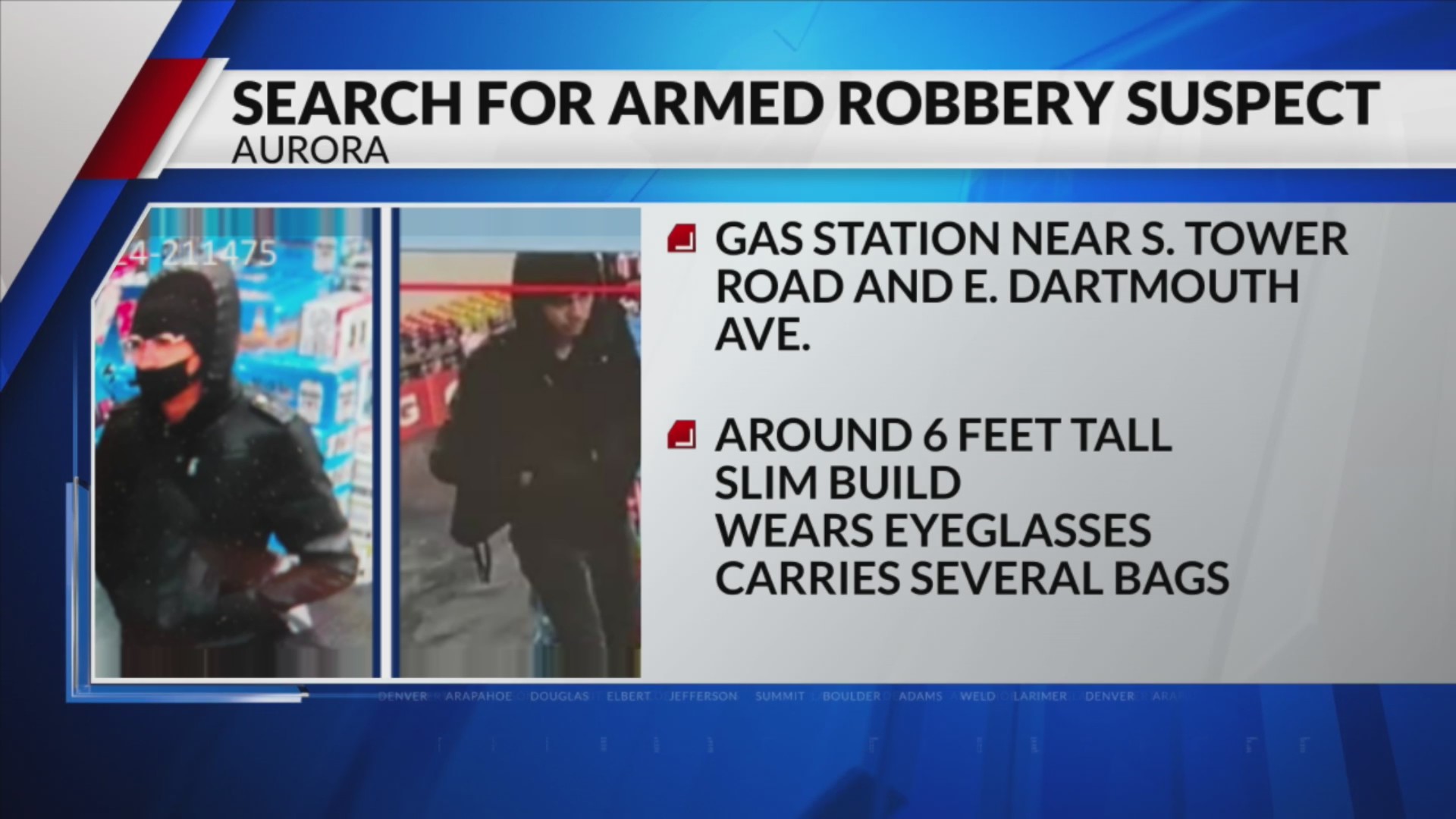 Alleged armed suspect wanted in Aurora robbery – FOX31 Denver