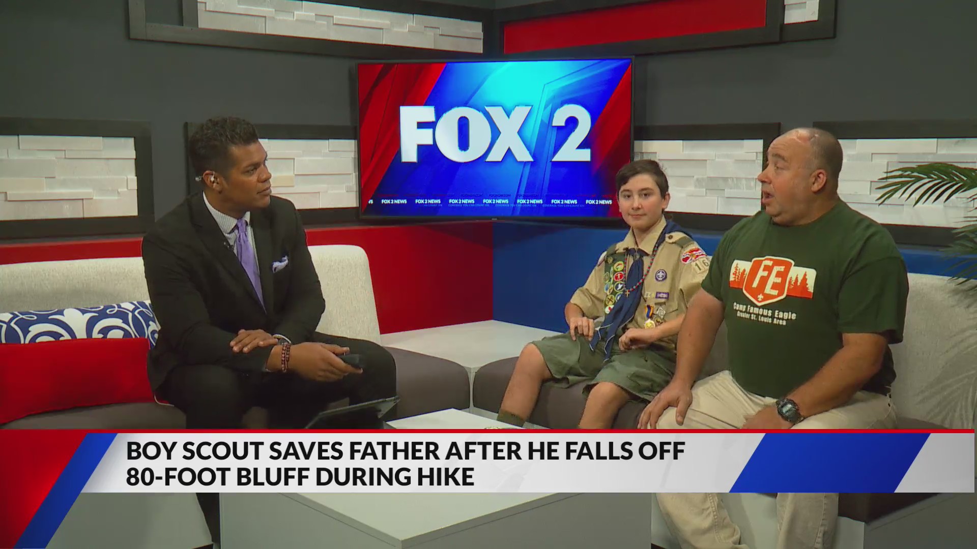 Boy Scout saves father after falling off a 80foot bluff during a hike