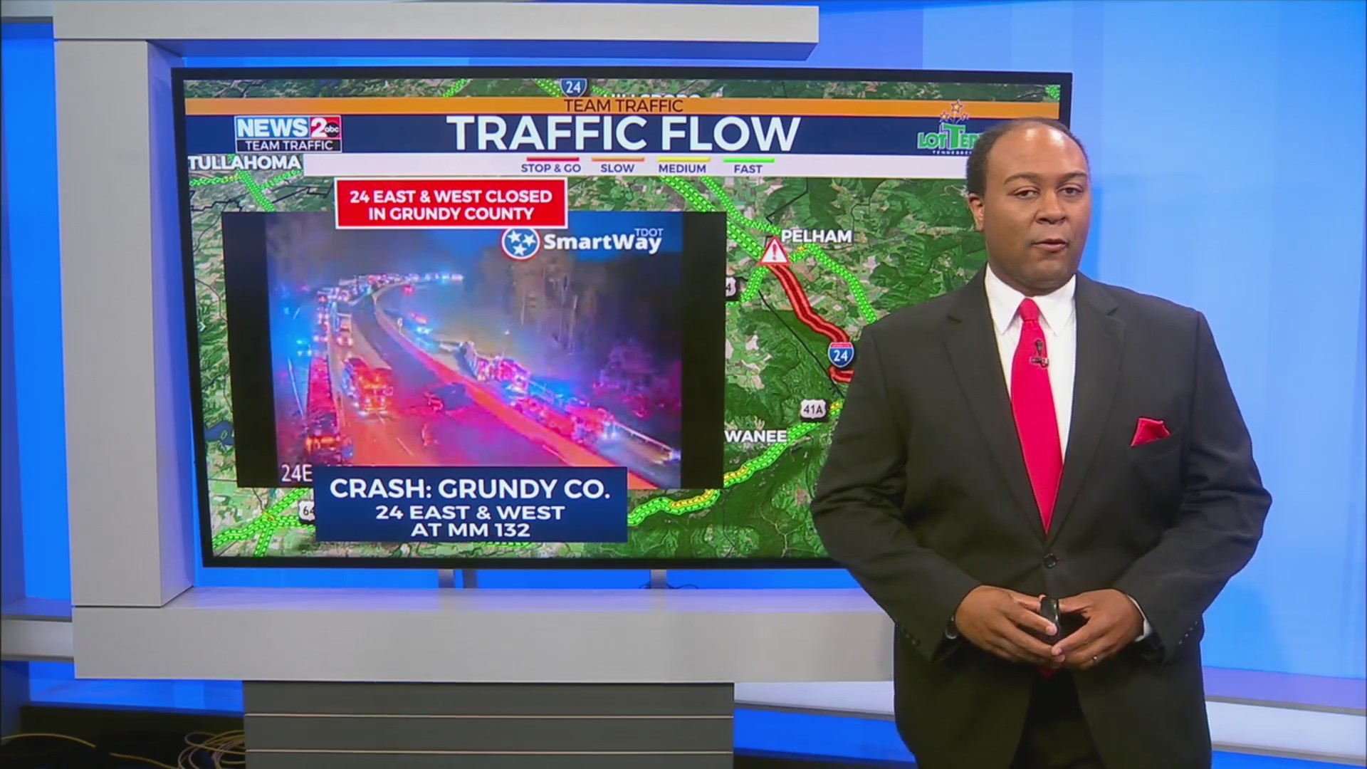 I-24 closed in Grundy County after crash, vehicle fire – WKRN News 2