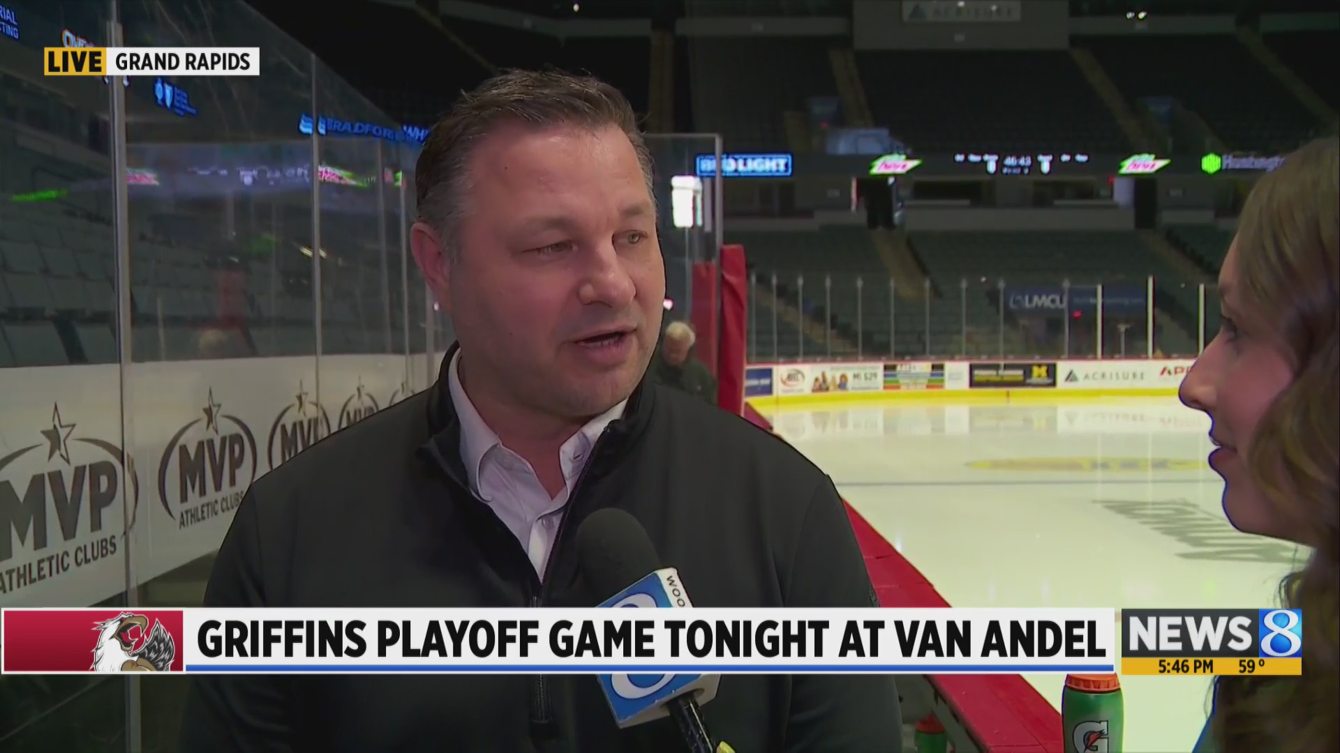 Griffins playoff game Tuesday night at Van Andel – KVEO-TV