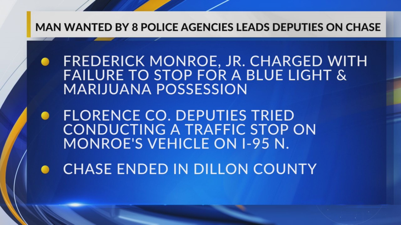 Man wanted by 8 police agencies leads Florence County deputies on chase ...