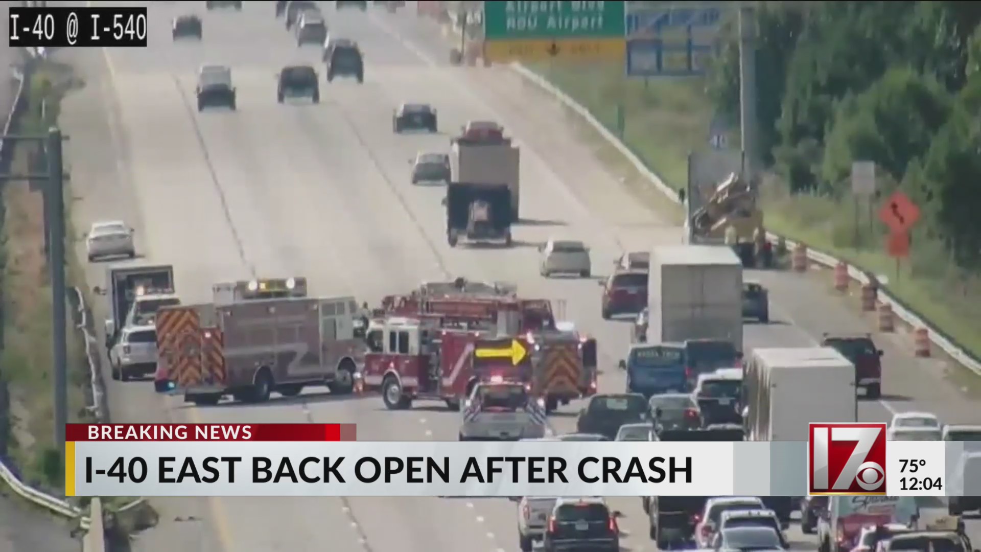 I-40 east back open after crash in Wake County – CBS17.com
