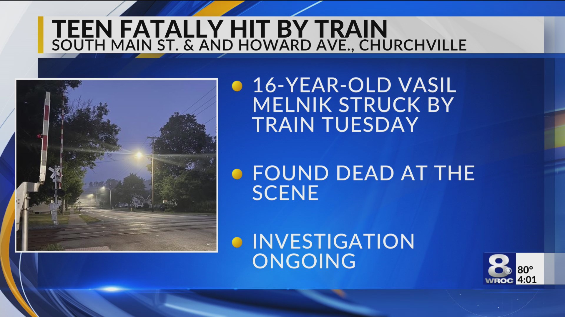 Teenager identified as person fatally struck by train in Churchville ...