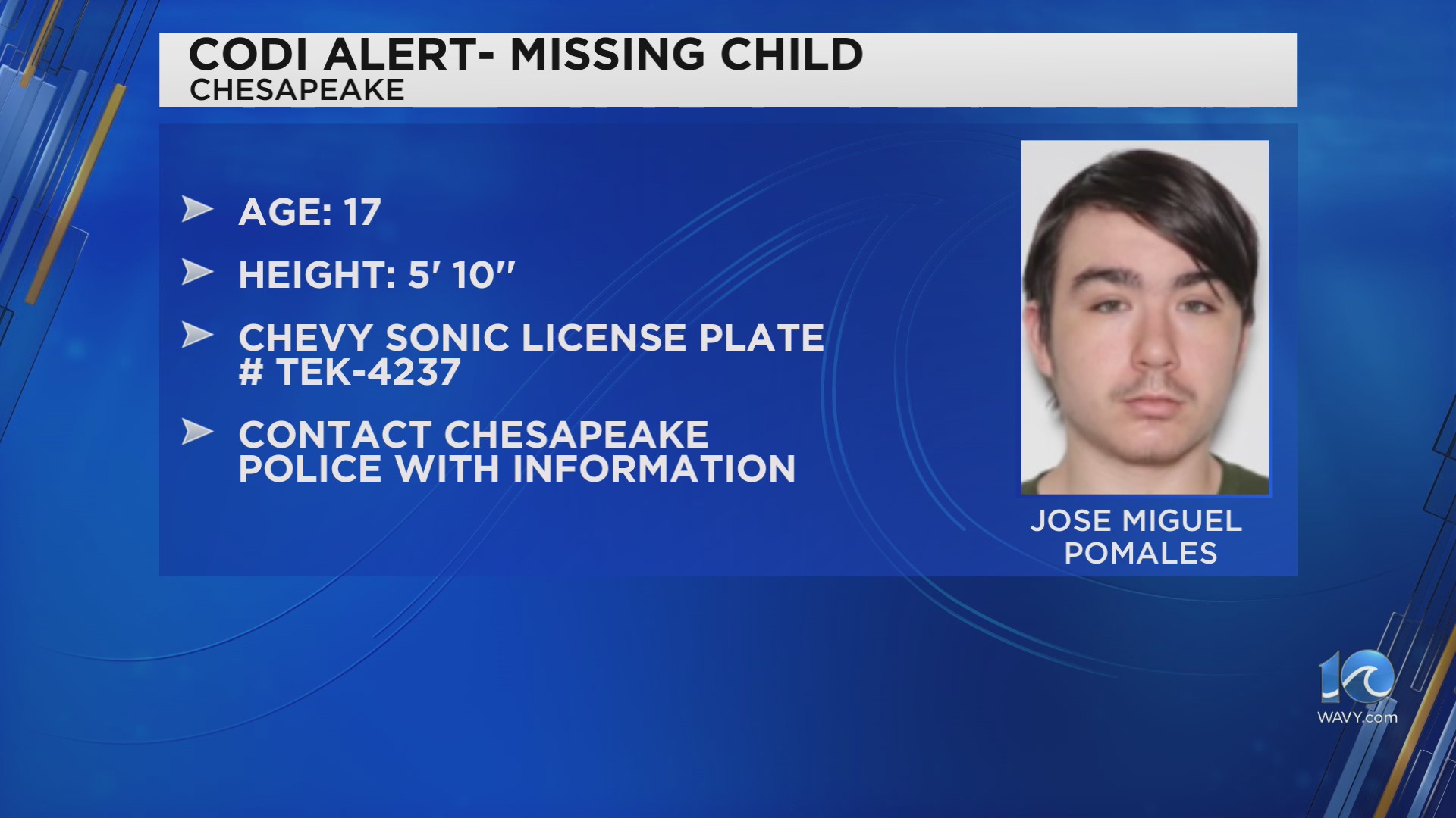 VSP issue Codi Alert for endangered boy in Chesapeake – WAVY.com