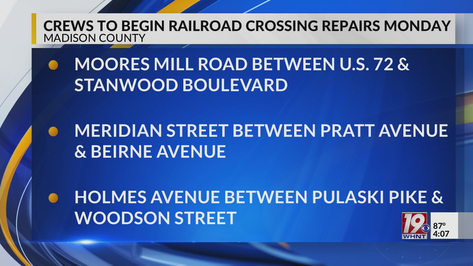 Crews to Begin Railroad Crossing Repairs Monday | Sept. 12, 2025 | News ...