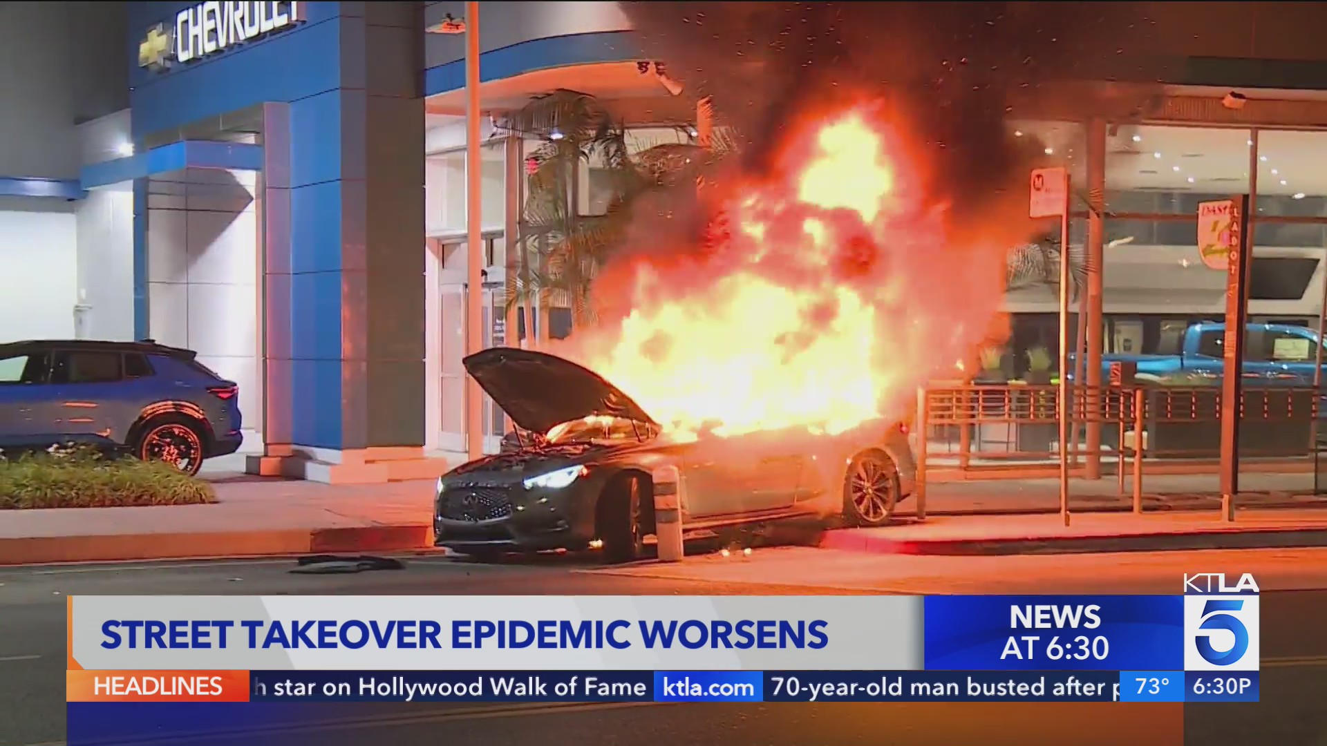 Street takeovers leave burning vehicles in South Los Angeles – KTLA