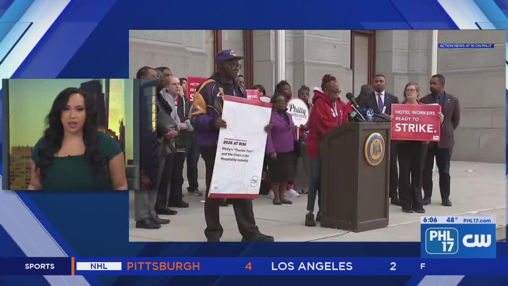 Hospitality workers rally outside City Hall as they work under expired ...