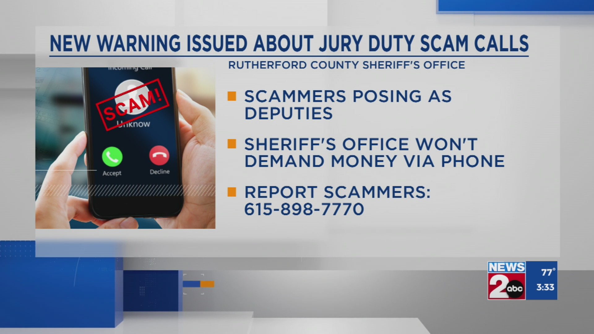 Warning issued over jury duty scam calls in Rutherford County, TN ...