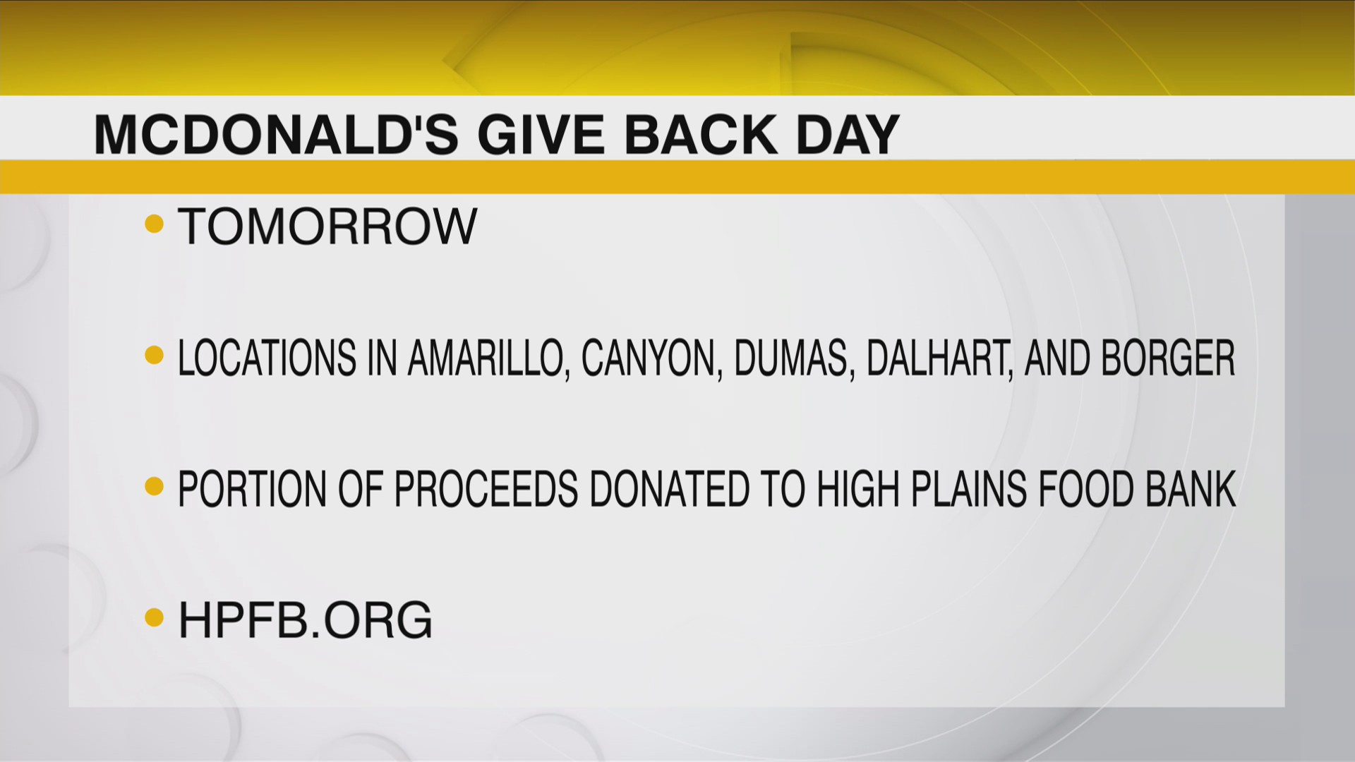 McDonald’s Hosting Gives Back Day KAMR