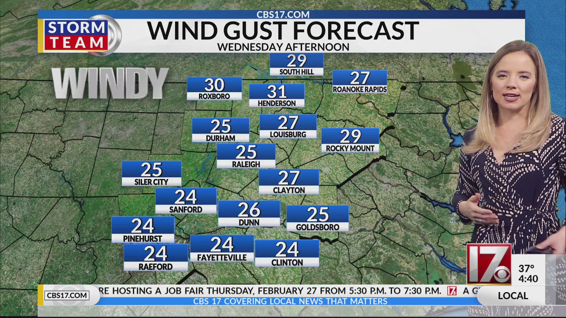 Warm and breezy Wednesday, highs near 70 in central NC - CBS17.com