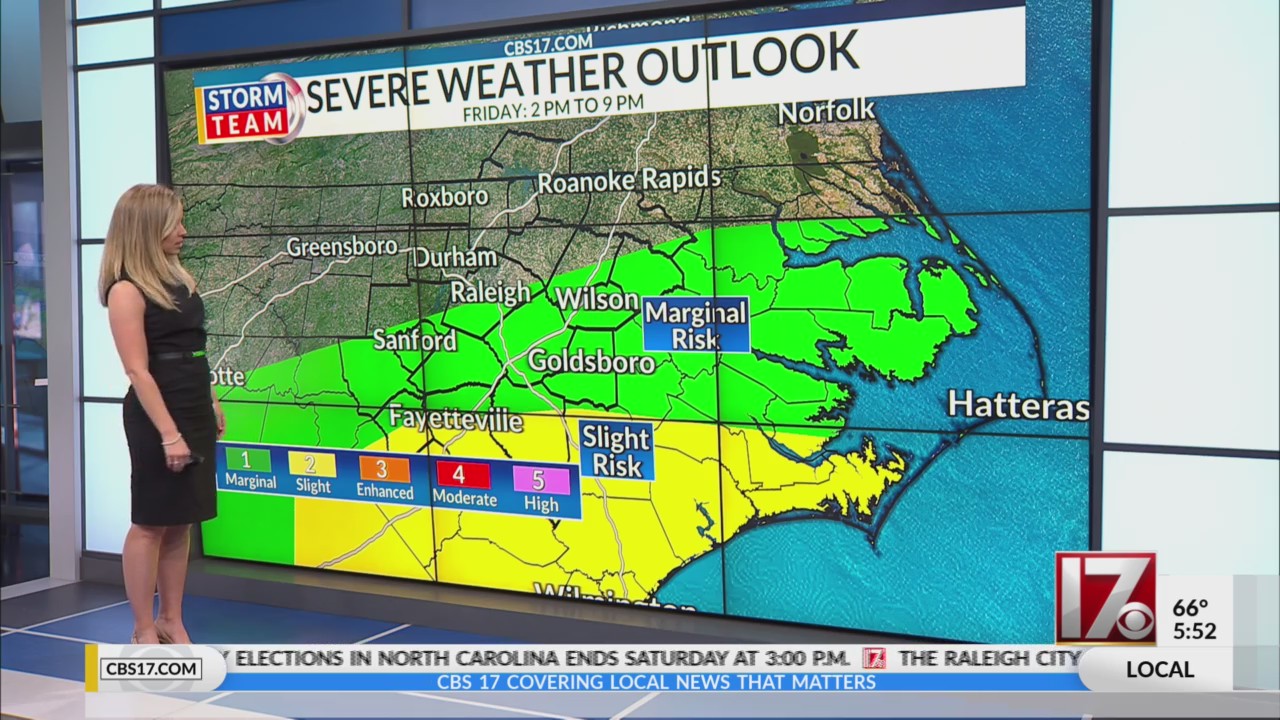 Potential for severe storms late Friday in parts of central NC – CBS17.com