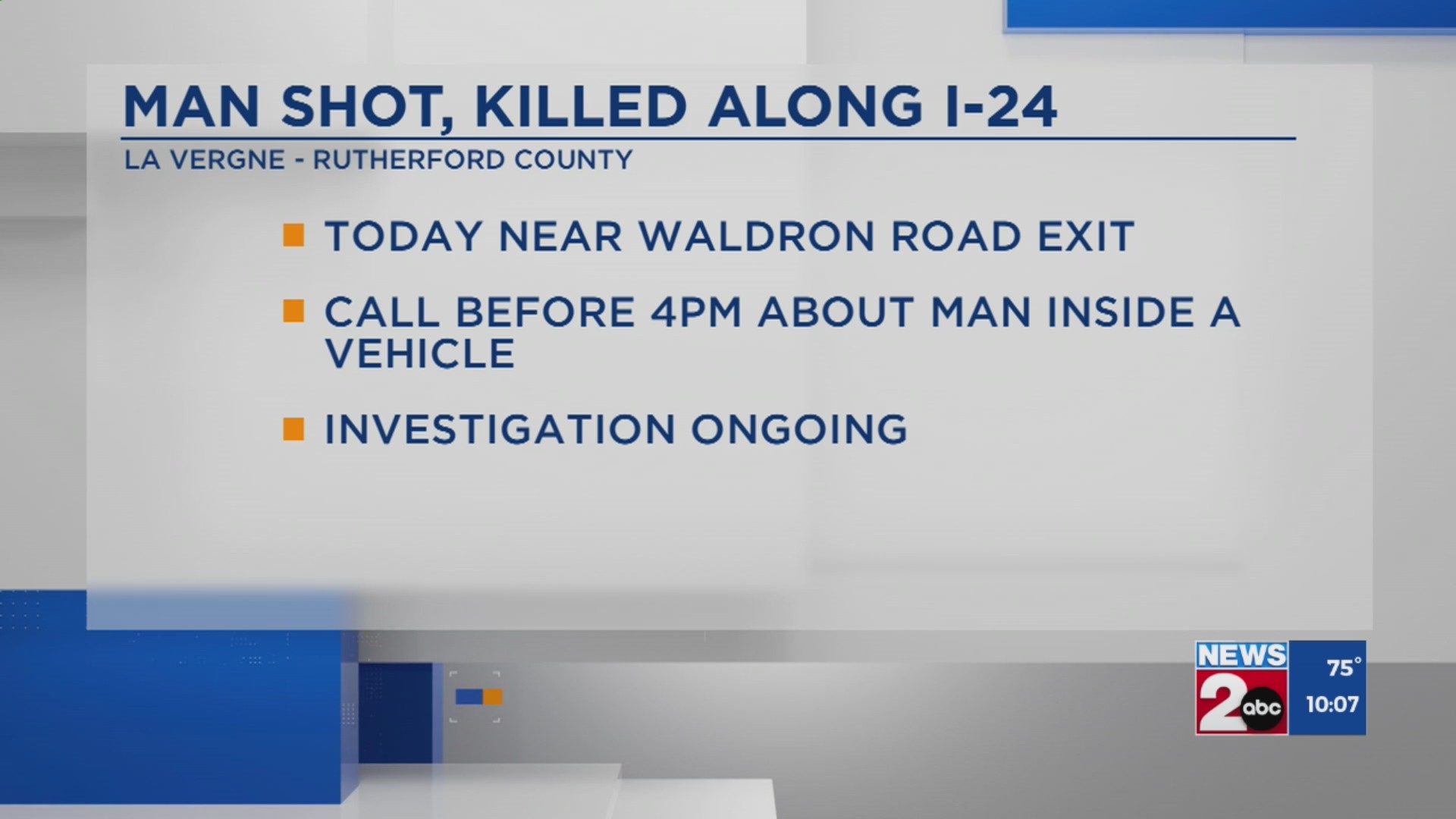 Man dies after being found shot on I-24 in Rutherford County – WKRN News 2