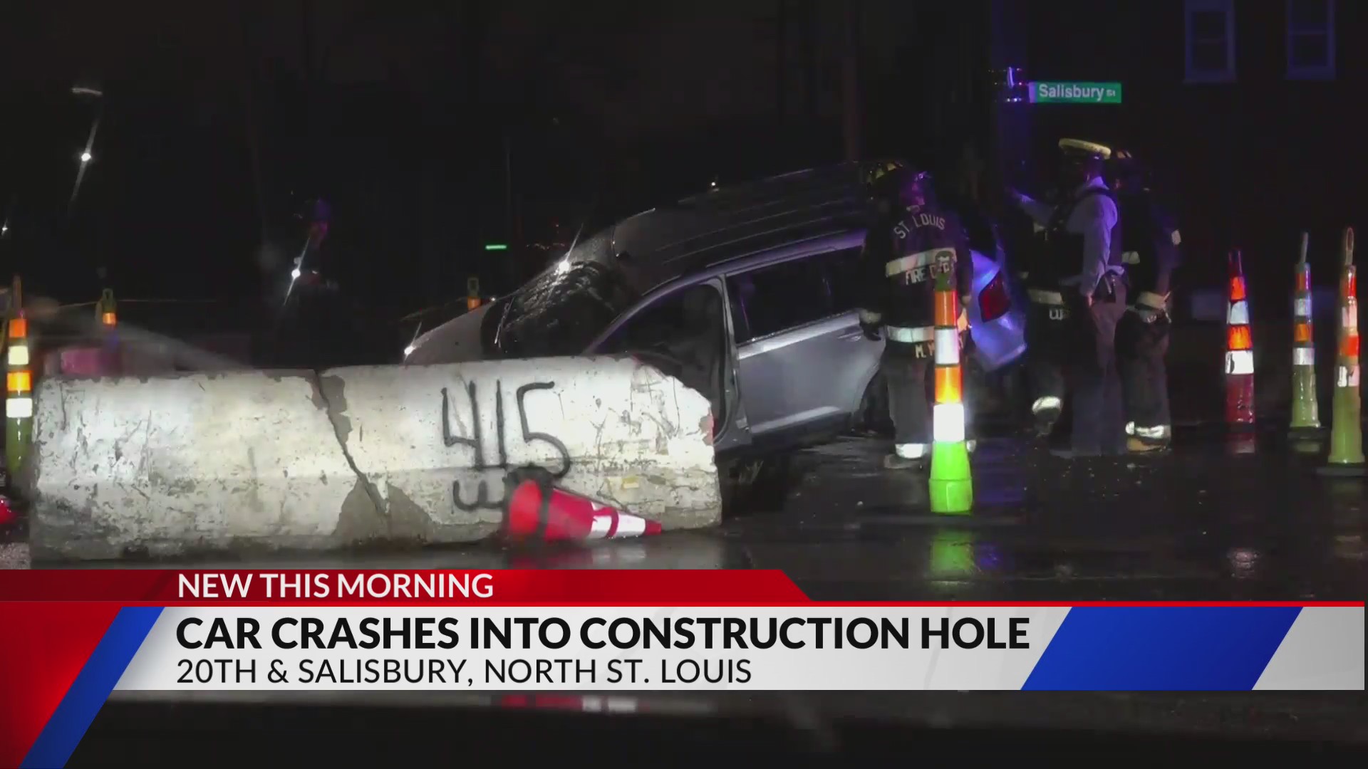 Car crashes into north St. Louis construction hole; driver flees – FOX 2