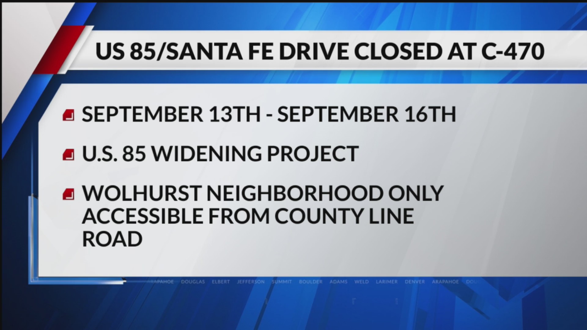 Santa Fe Drive to close this weekend at C-470 – FOX31 Denver