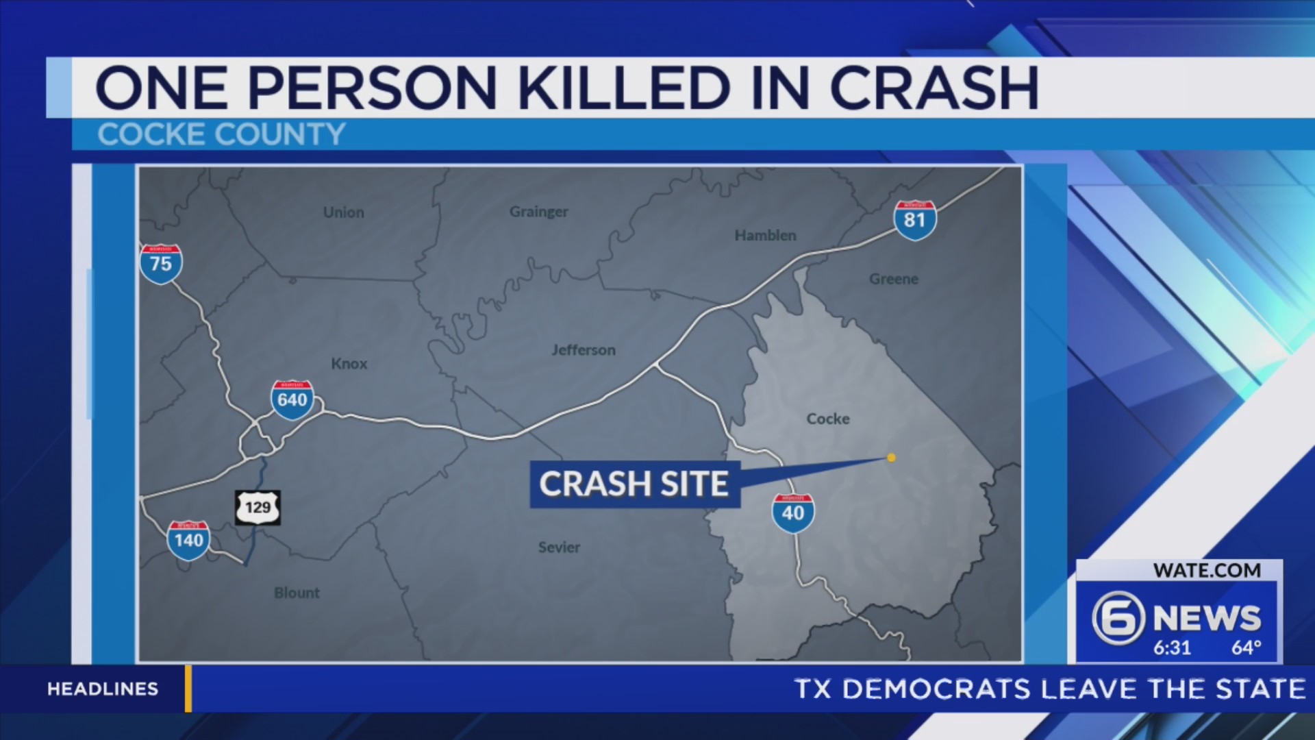 THP: One dead, one injured after crash in Cocke County – WATE 6 On Your ...