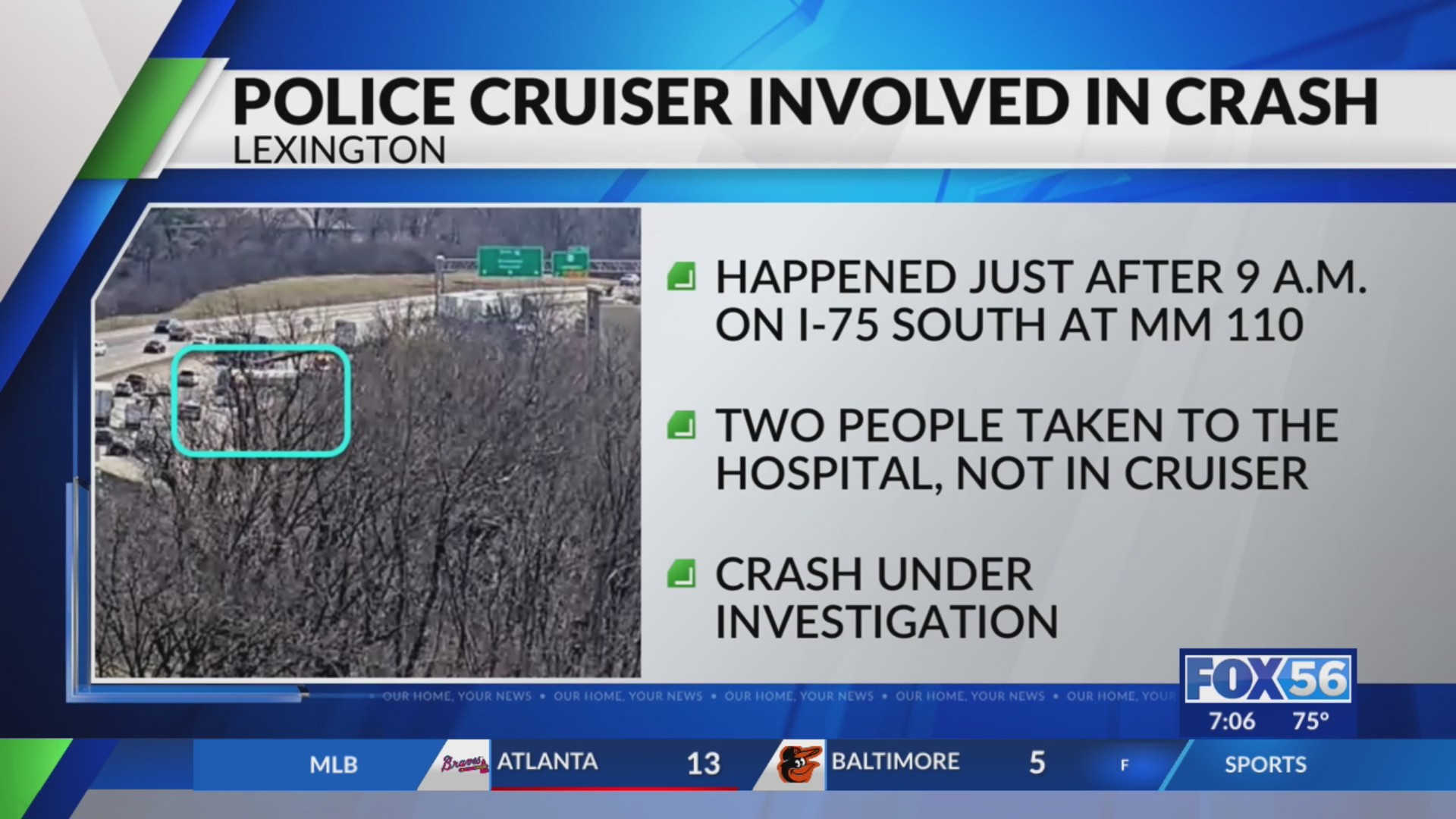 Crash involving police car, semi on I-75 in Lexington hospitalizes 2 ...