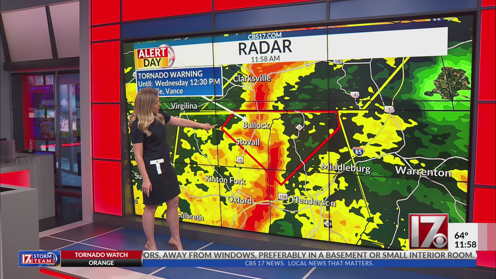 Tornado warning issued in northern part of central NC: NWS – CBS17.com