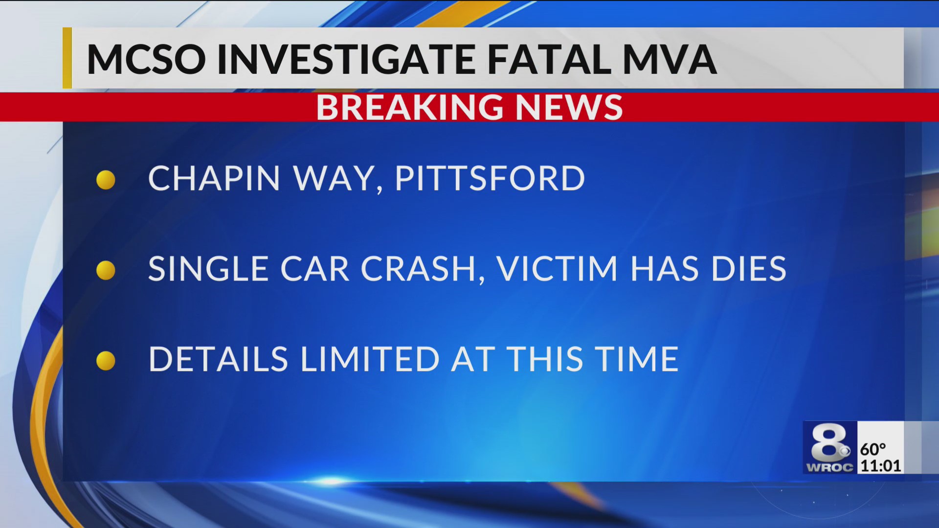 MCSO investigating fatal motor vehicle accident in Pittsford