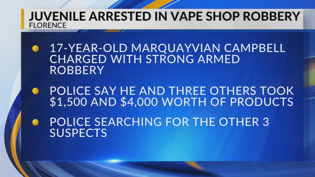 1 of 4 suspects arrested in Florence vape shop robbery